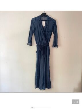 Zara Navy Wrap Maxi Dress with Waist Tie
